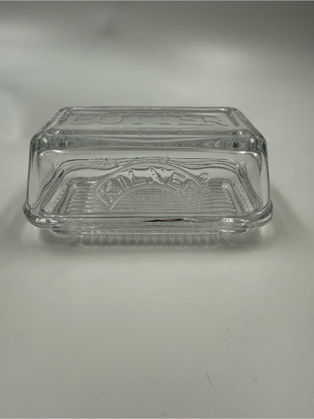 Kilner glass butter dish covered